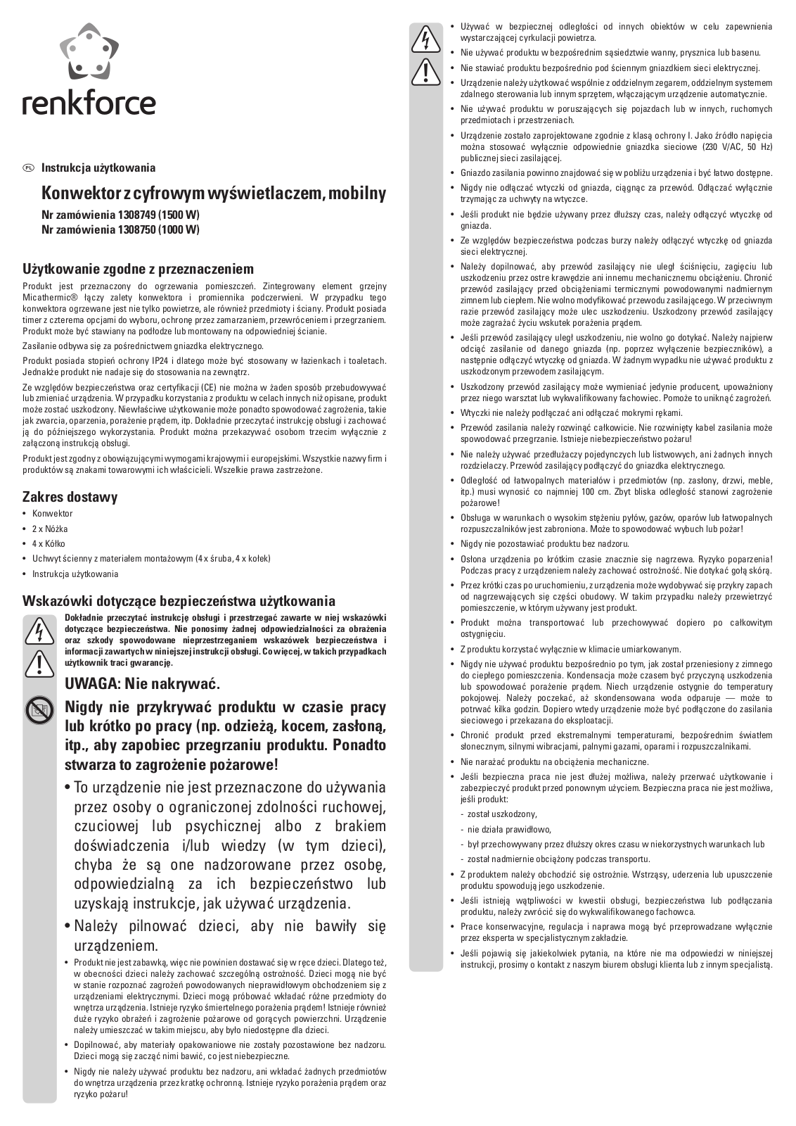 Renkforce PF5615, PF5610 User guide