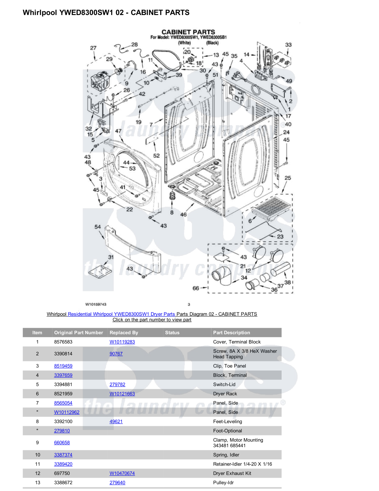 Whirlpool YWED8300SW1 Parts Diagram