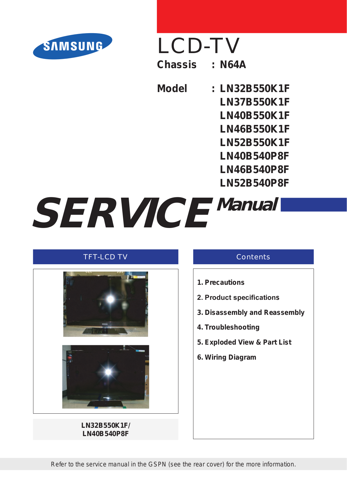 Samsung LN46B550K1F Schematic