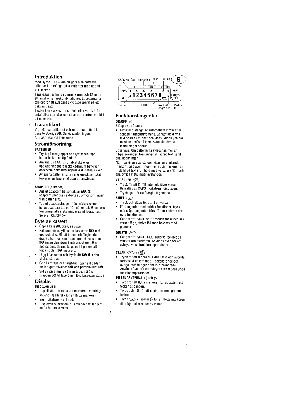 DYMO 1000Plus User's Manual