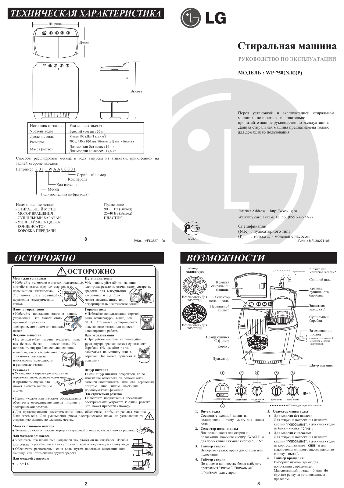 LG WP-750 User Manual