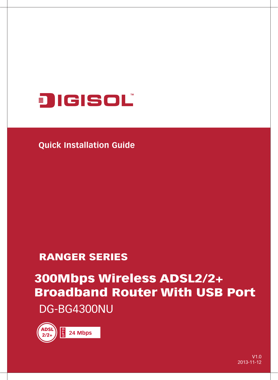 DIGISOL DG-BG4300NU Quick Install Guide