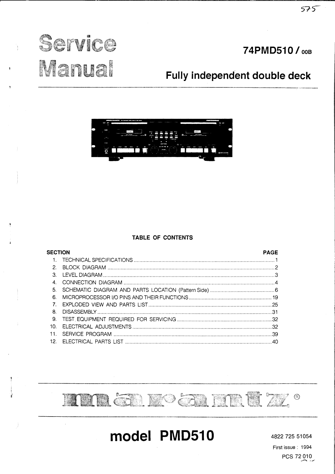 Marantz PMD-510 Service Manual