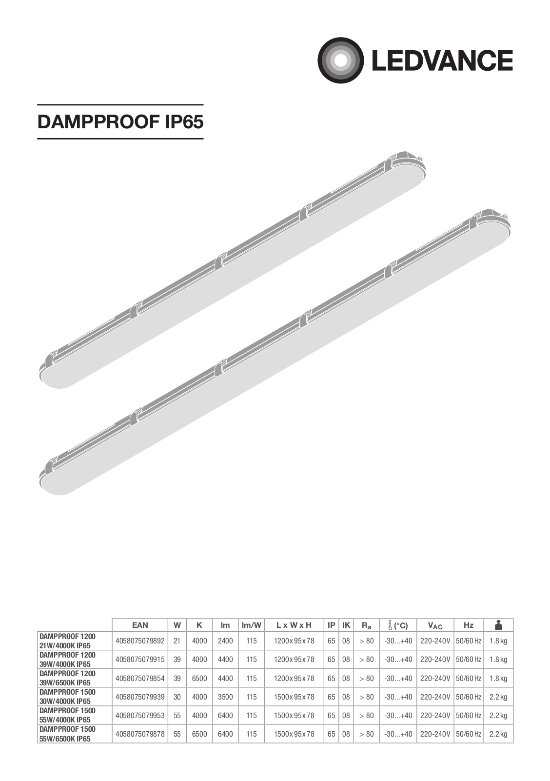 LEDVANCE DAMPPROOF IP65 Installation Instructions - ManualMachine.com