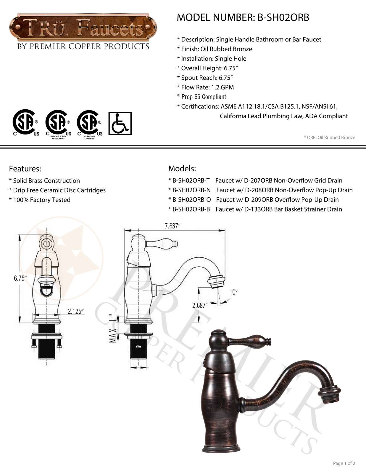 Premier Copper Products IER1551 Specifications - ManualMachine.com