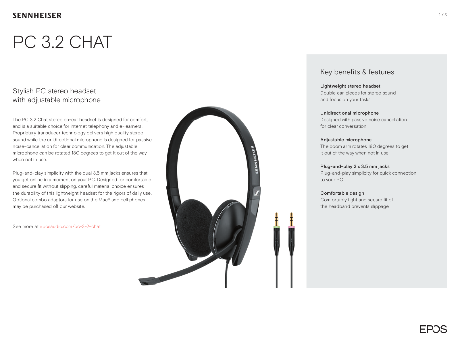 Sennheiser PC 3.2 CHAT User manual