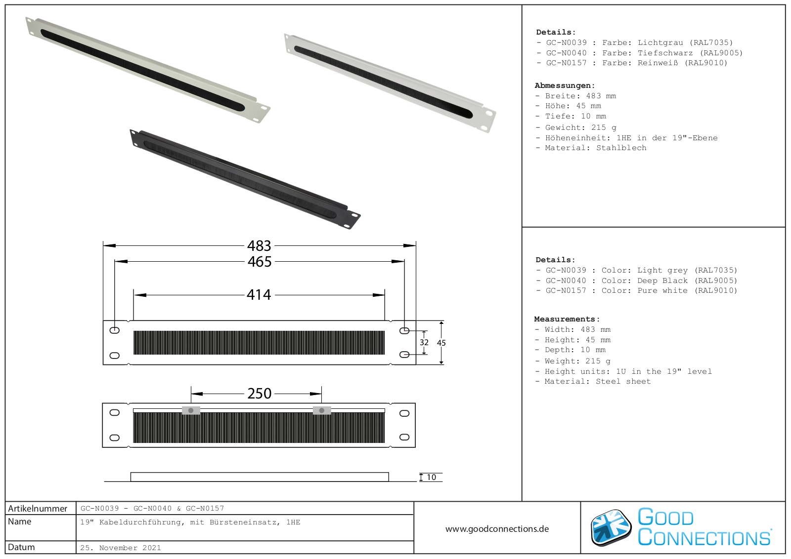 GOOD CONNECTIONS N0039 Datasheet - ManualMachine.com