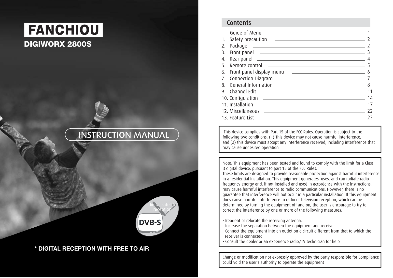 FANCHIOU DIGIWORX 2800S Users Manual