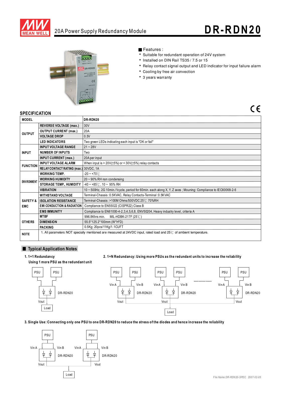 B&B Electronics DR-RDN20 Datasheet