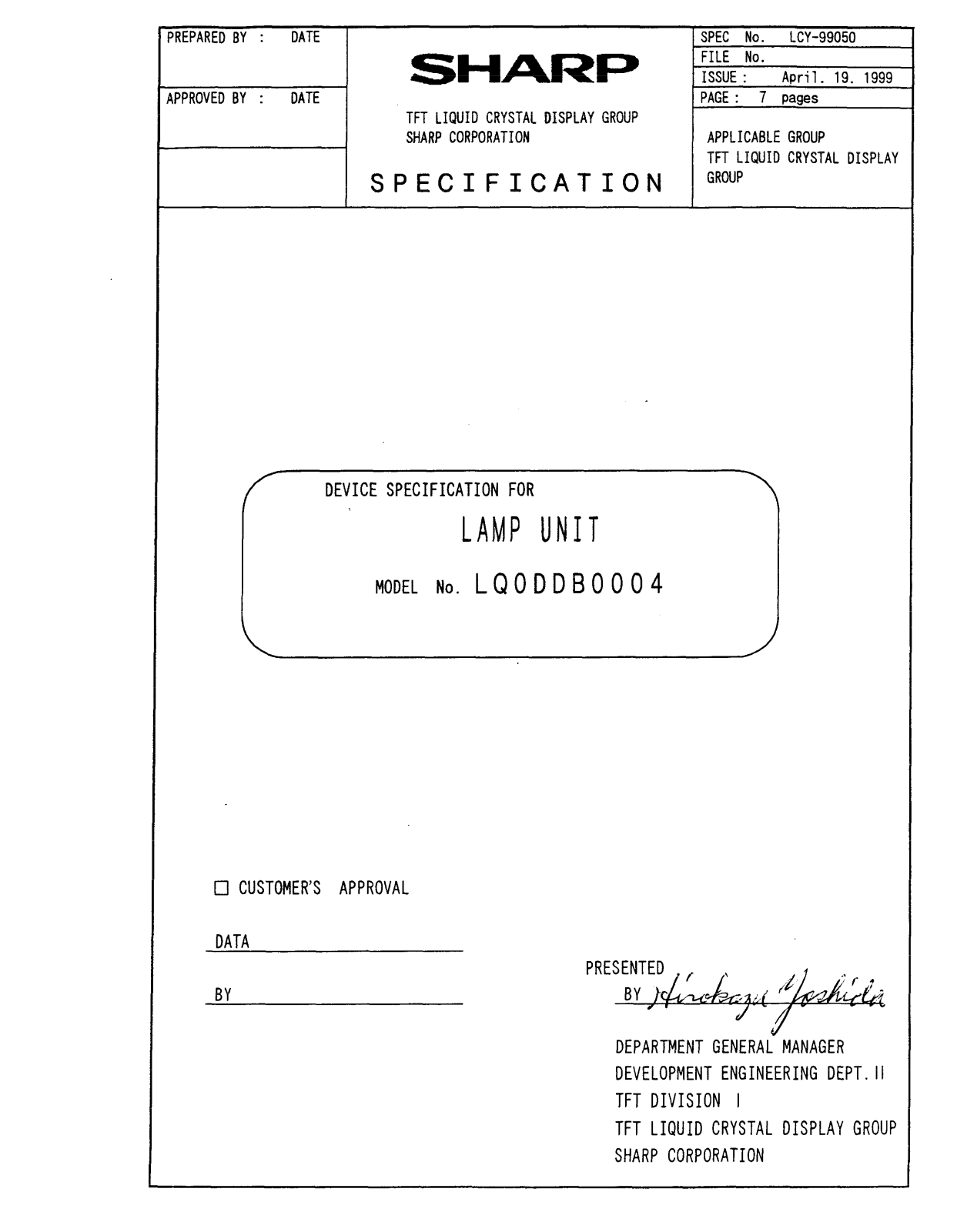 Datasheet LQ0DDB0004 Datasheet (Sharp) - ManualMachine.com