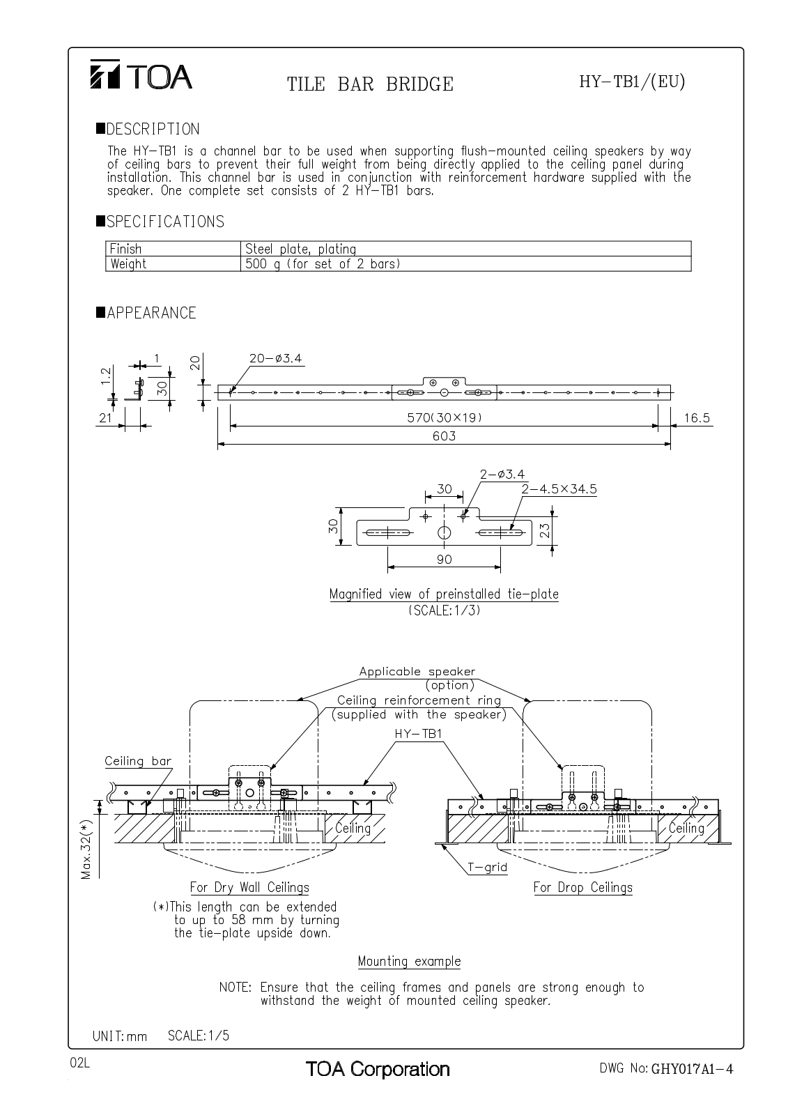 TOA HY-TB1 User Manual