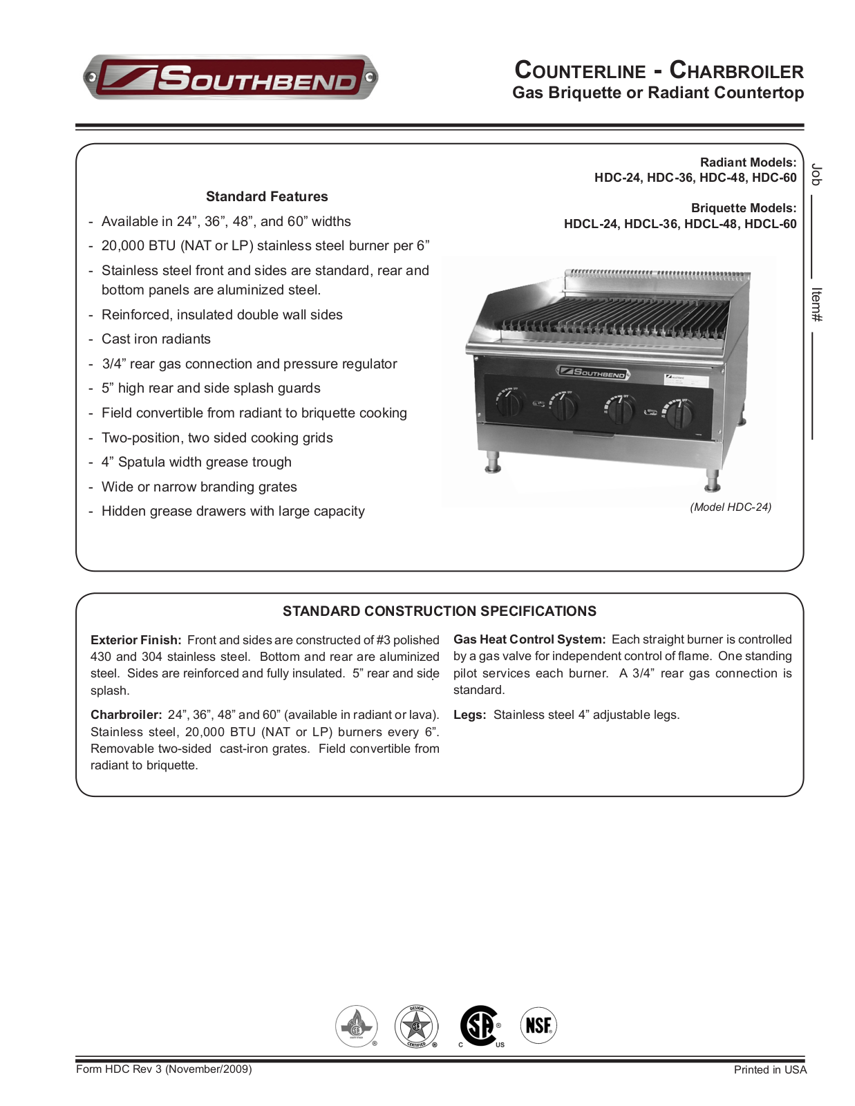 Southbend HDCL-24, HDCL-36, HDCL-48, HDCL-60 General Manual