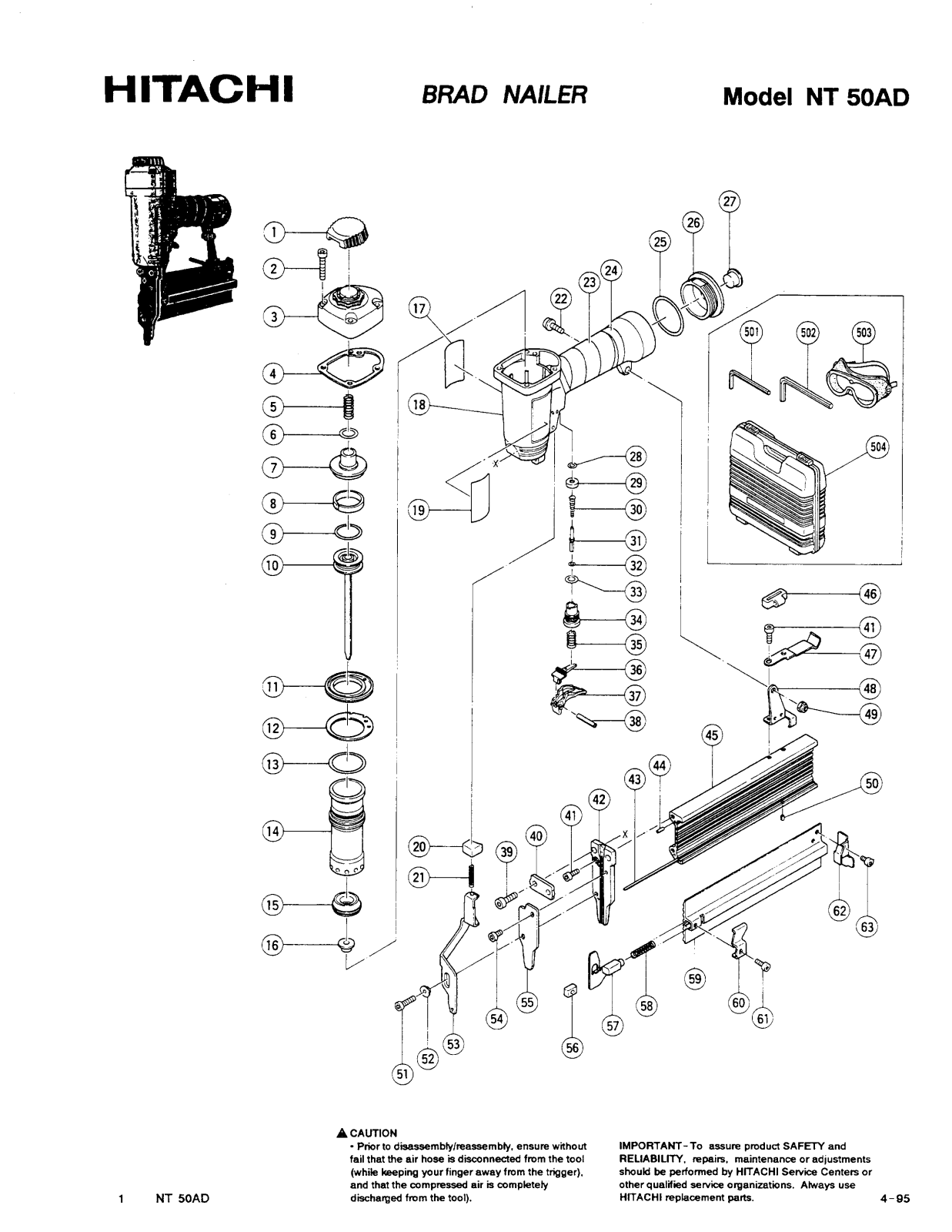 Hitachi NT50AD PARTS LIST