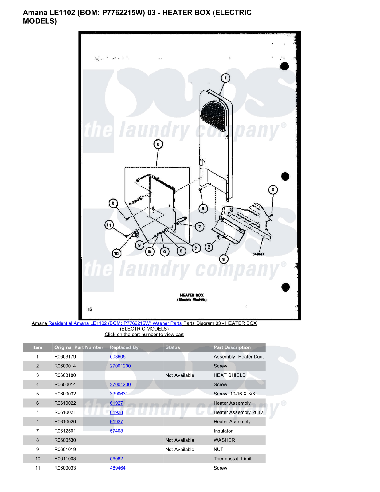 Amana LE1102 Parts Diagram