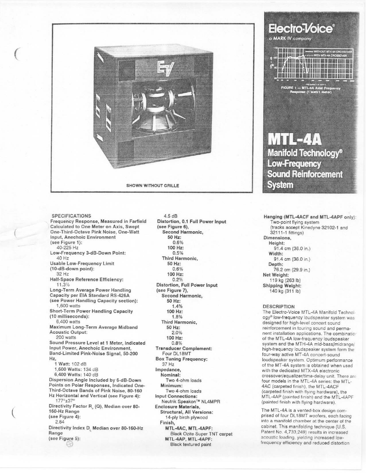 Electro-Voice MTL-4A User Manual