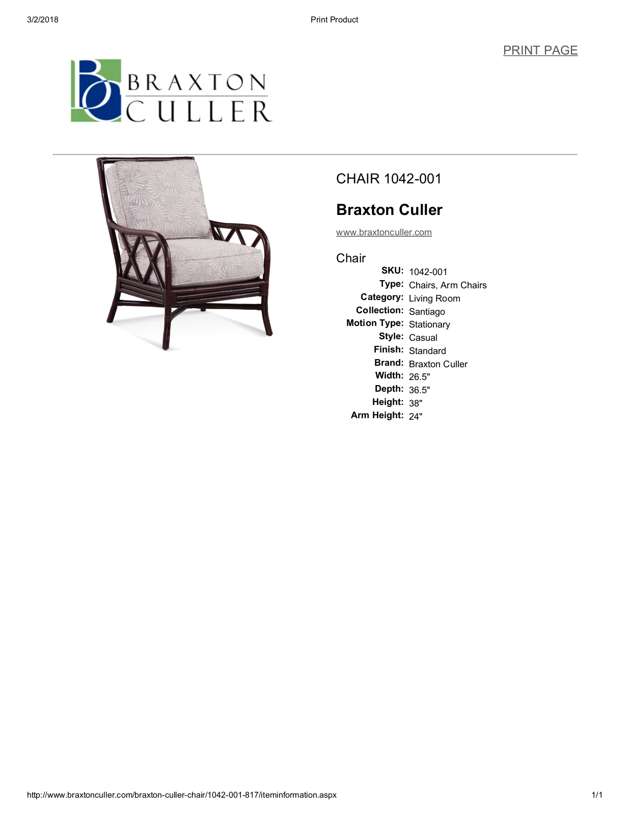Braxton Culler BXCL1668 Specifications - ManualMachine.com