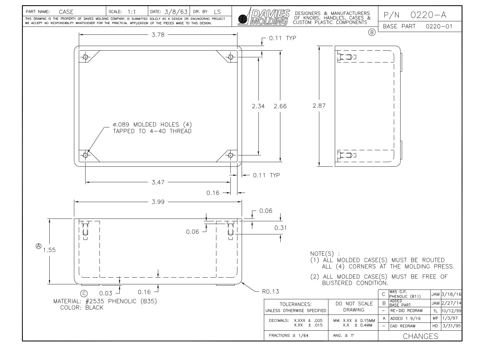 Davies Molding 0220-A Reference Drawing