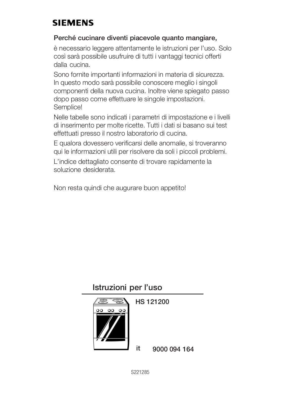 Siemens HS121200 User Manual