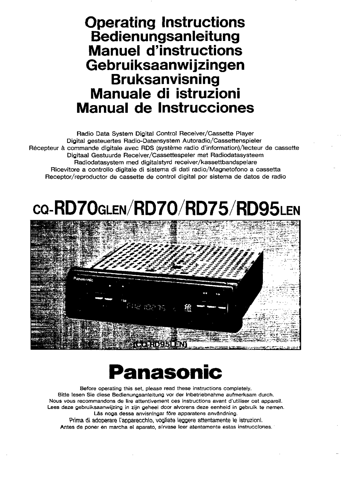 Panasonic CQ-RD95, CQ-RD70 User Manual