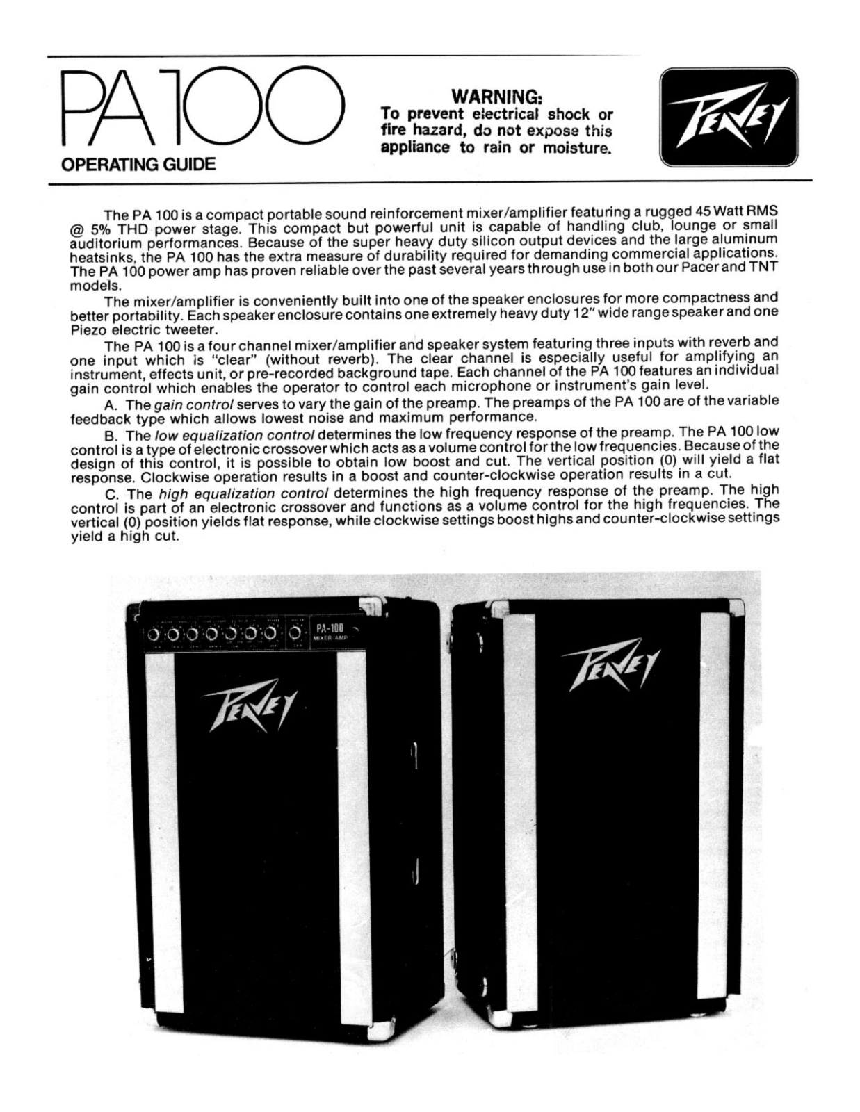 Peavey PA 100 User Manual