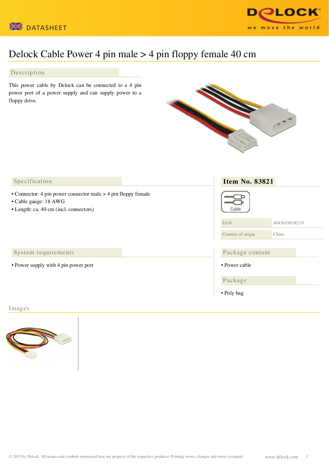 DELOCK 83821 Datasheet