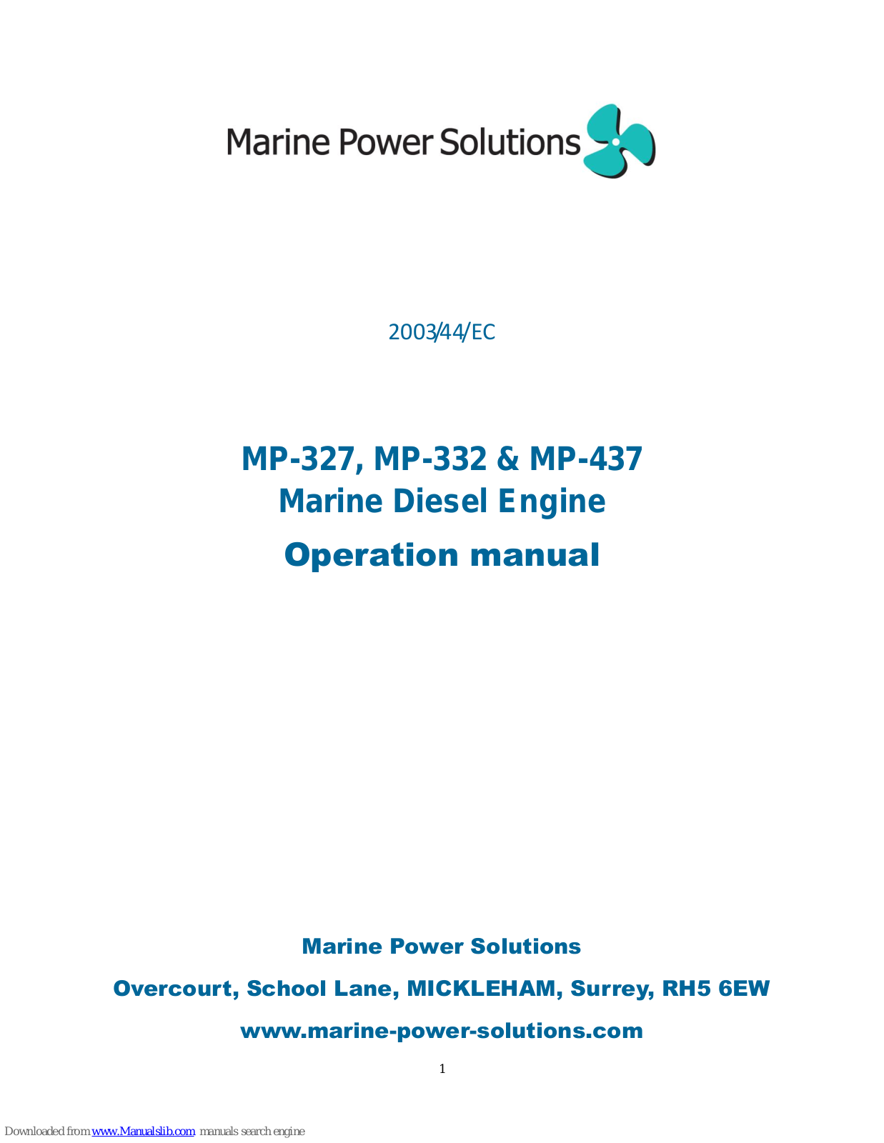 Marine Power Solutions MP-327, MP-332, MP-437, MP-4110T, MP-446 Operation Manual