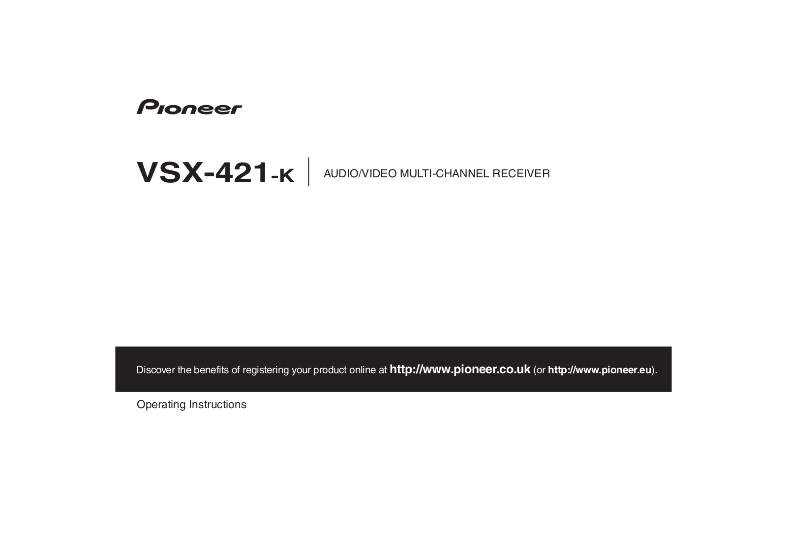 Pioneer VSX-421-K Operating Instruction