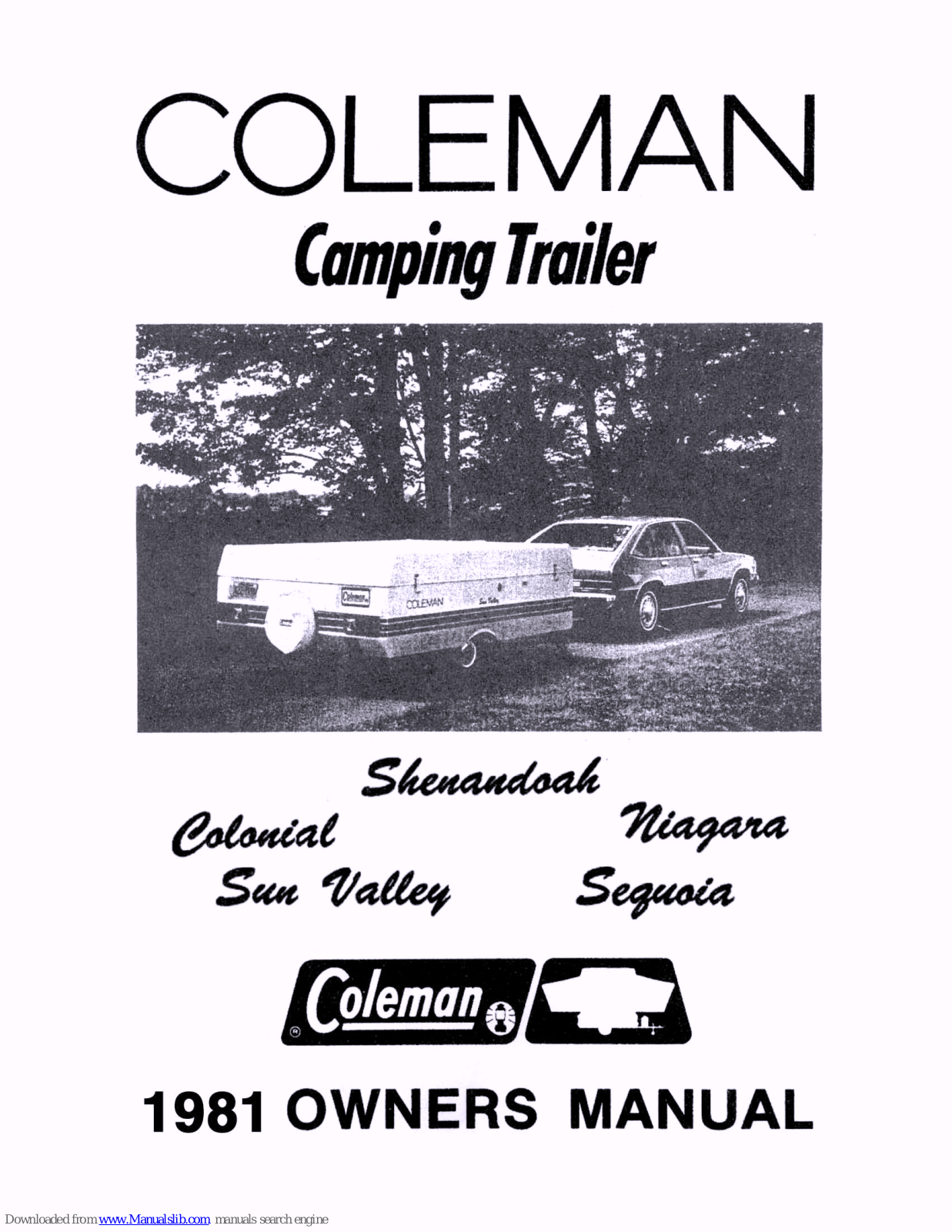 Coleman 1981 Shenandoah, 1981 Colonial, 1981 Sun Valley, 1981 Niagara, 1981 Sequoia Owner's Manual