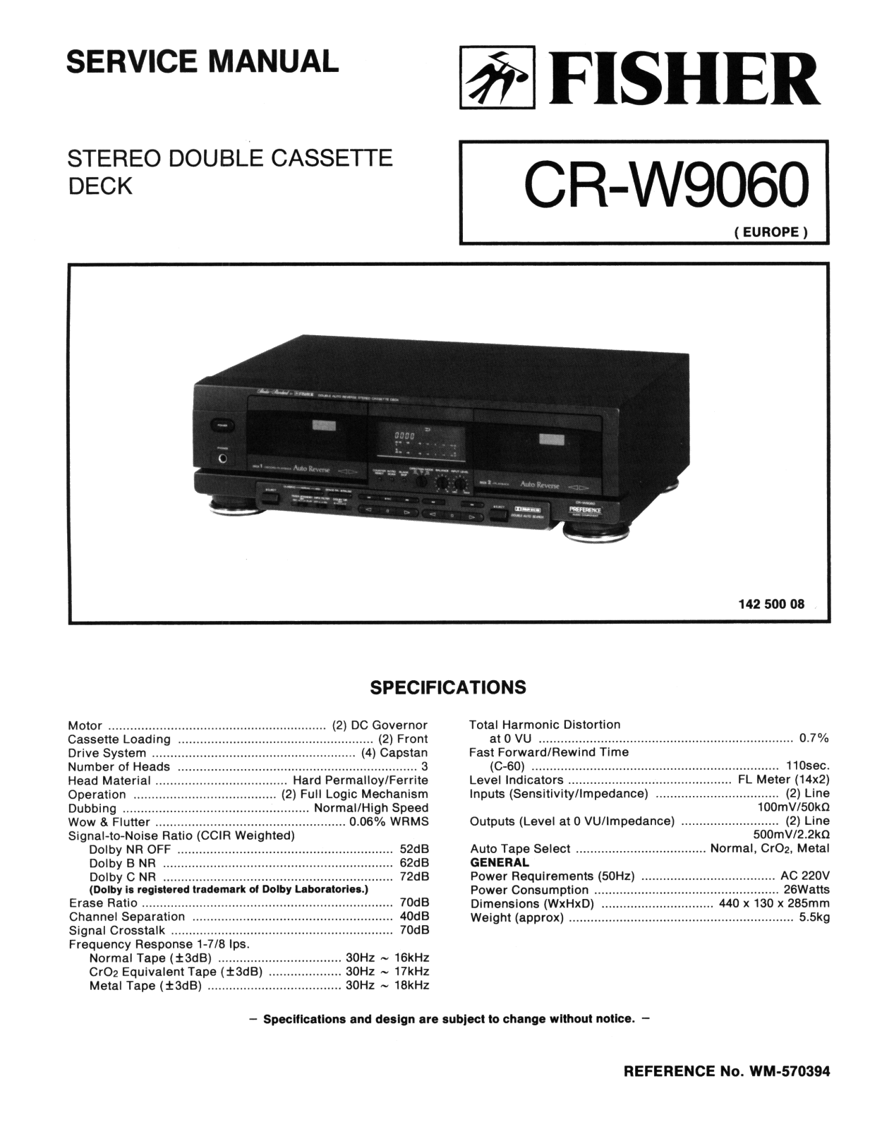 Fisher CRW-9060 Schematic