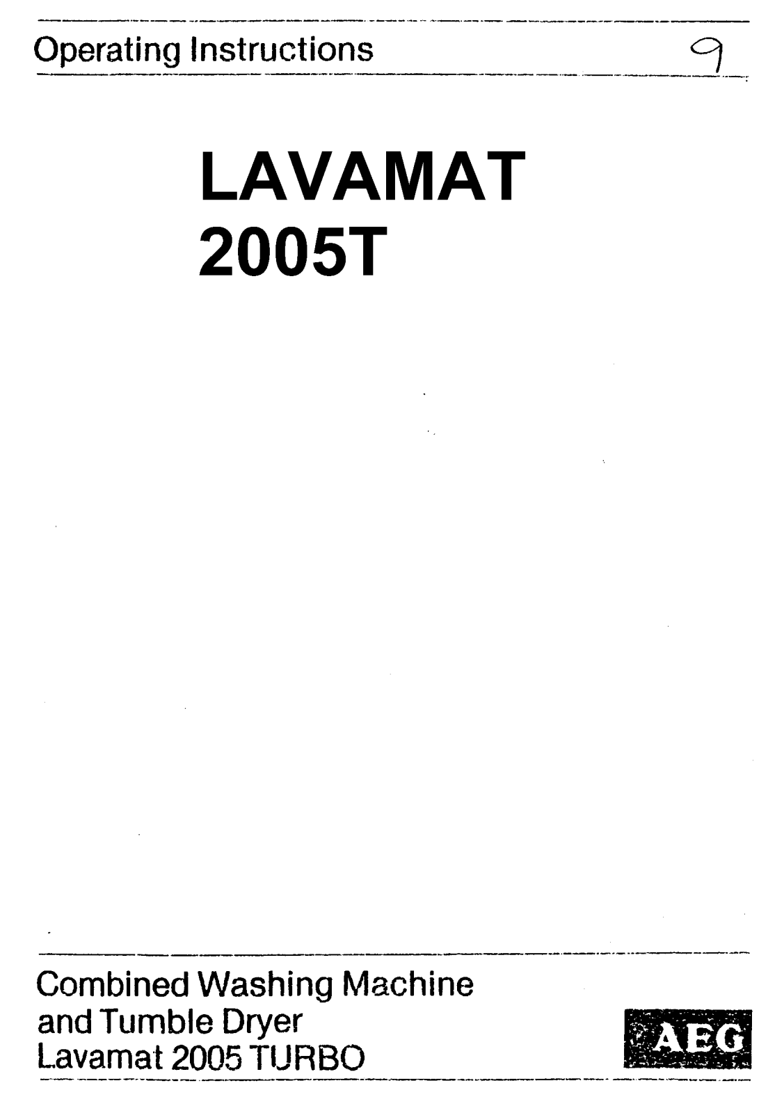 AEG Lavamat 2005T User Manual