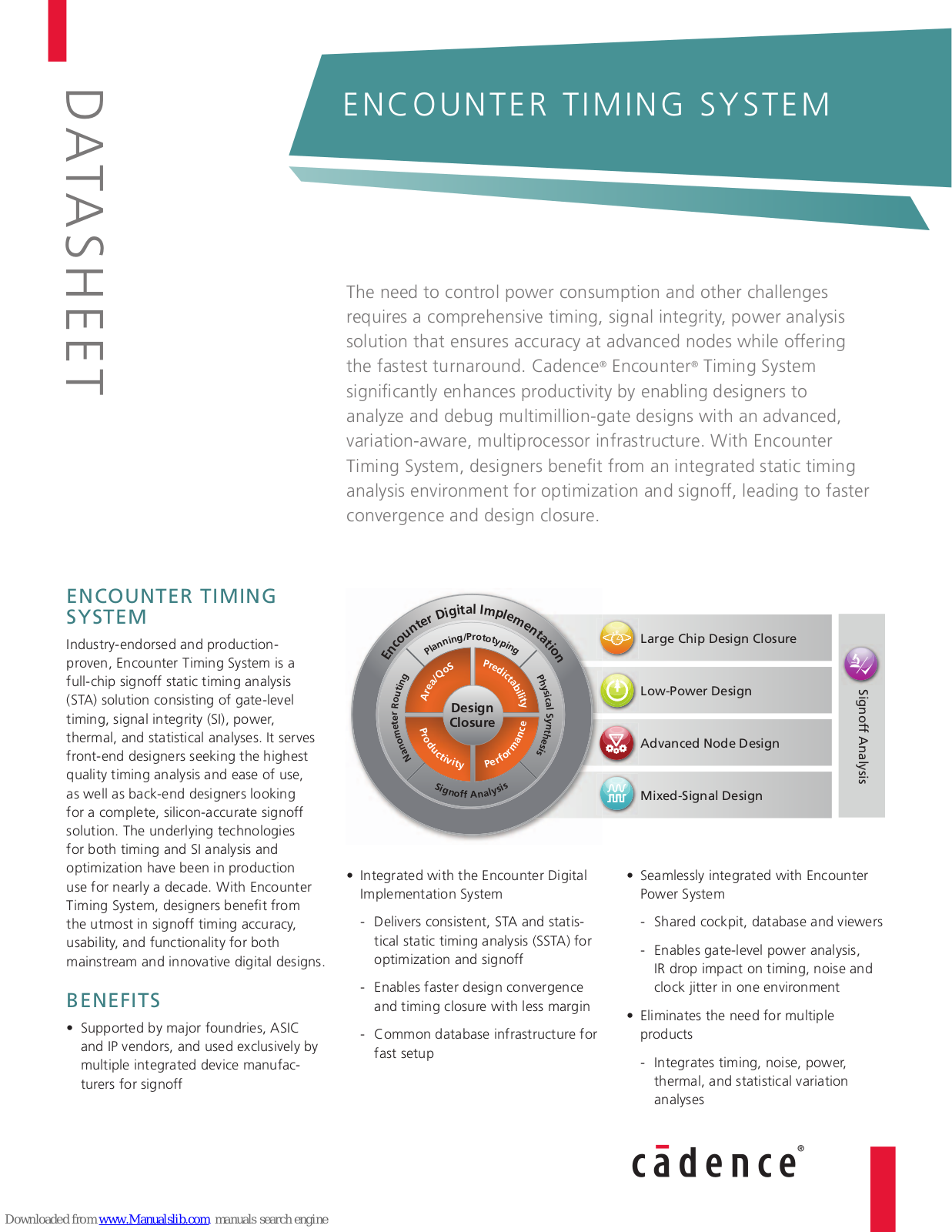 Cadence ENCOUNTER TIMING SYSTEM Datasheet