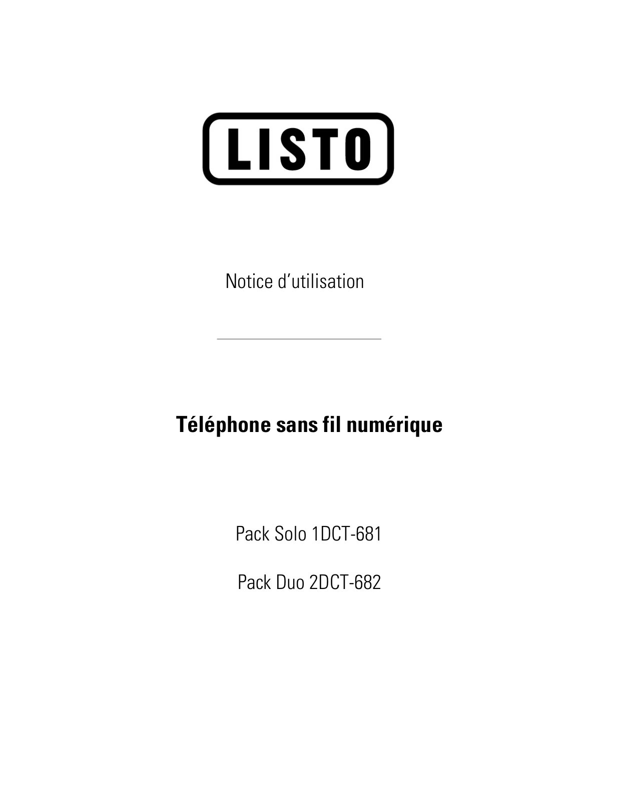 LISTO 1DCT-681, 2DCT-682 User Manual