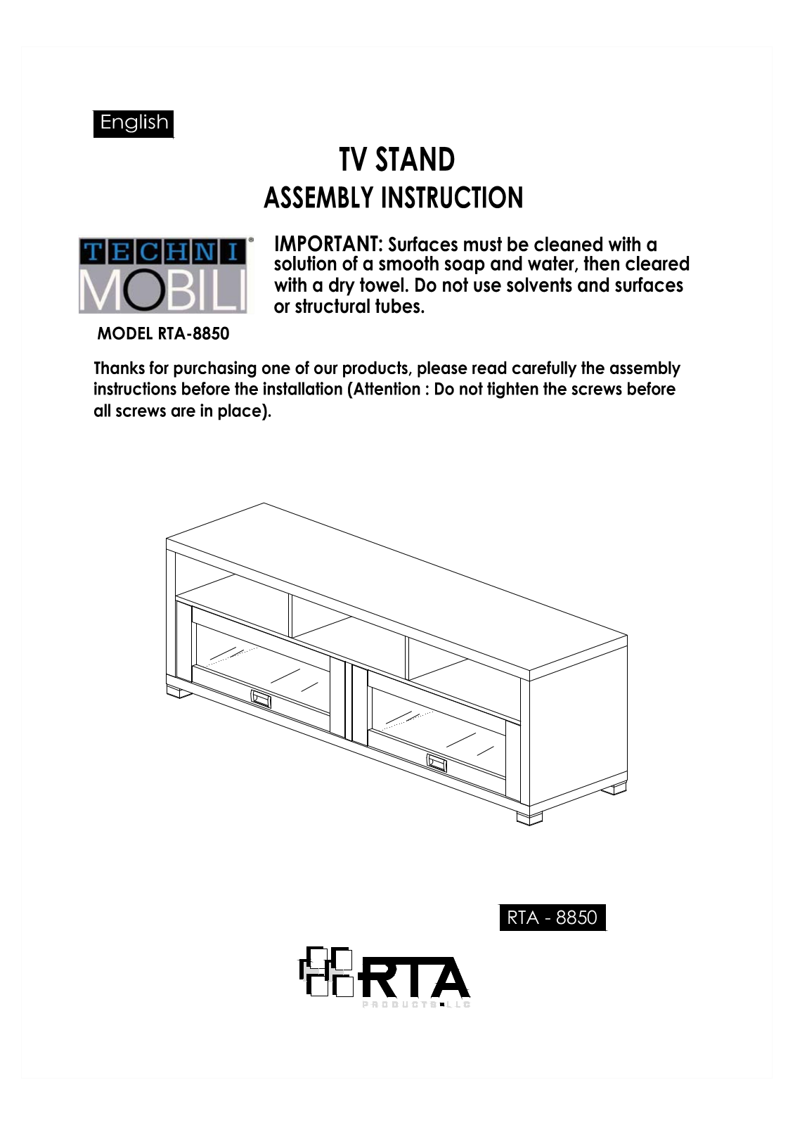 RTA Products RTA-8850 User Manual