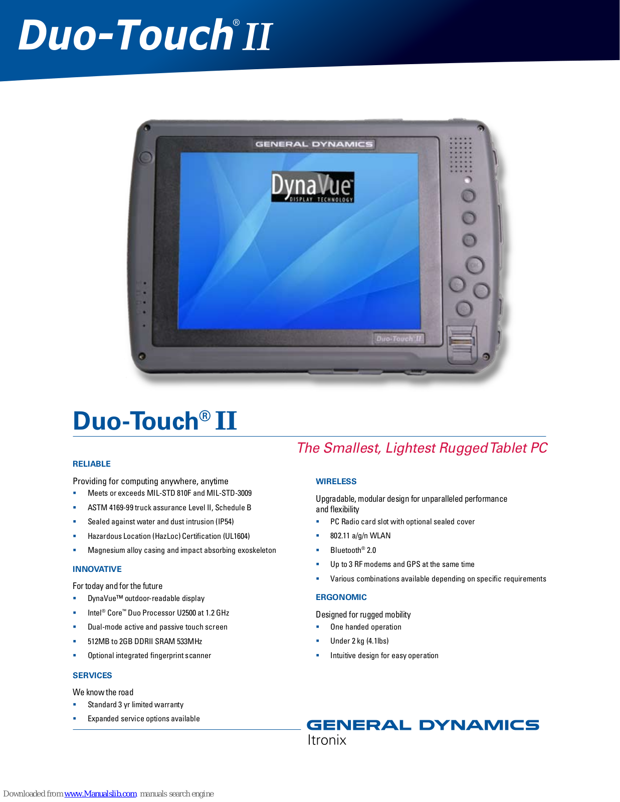 General Dynamics Duo Touch II Datasheet - ManualMachine.com