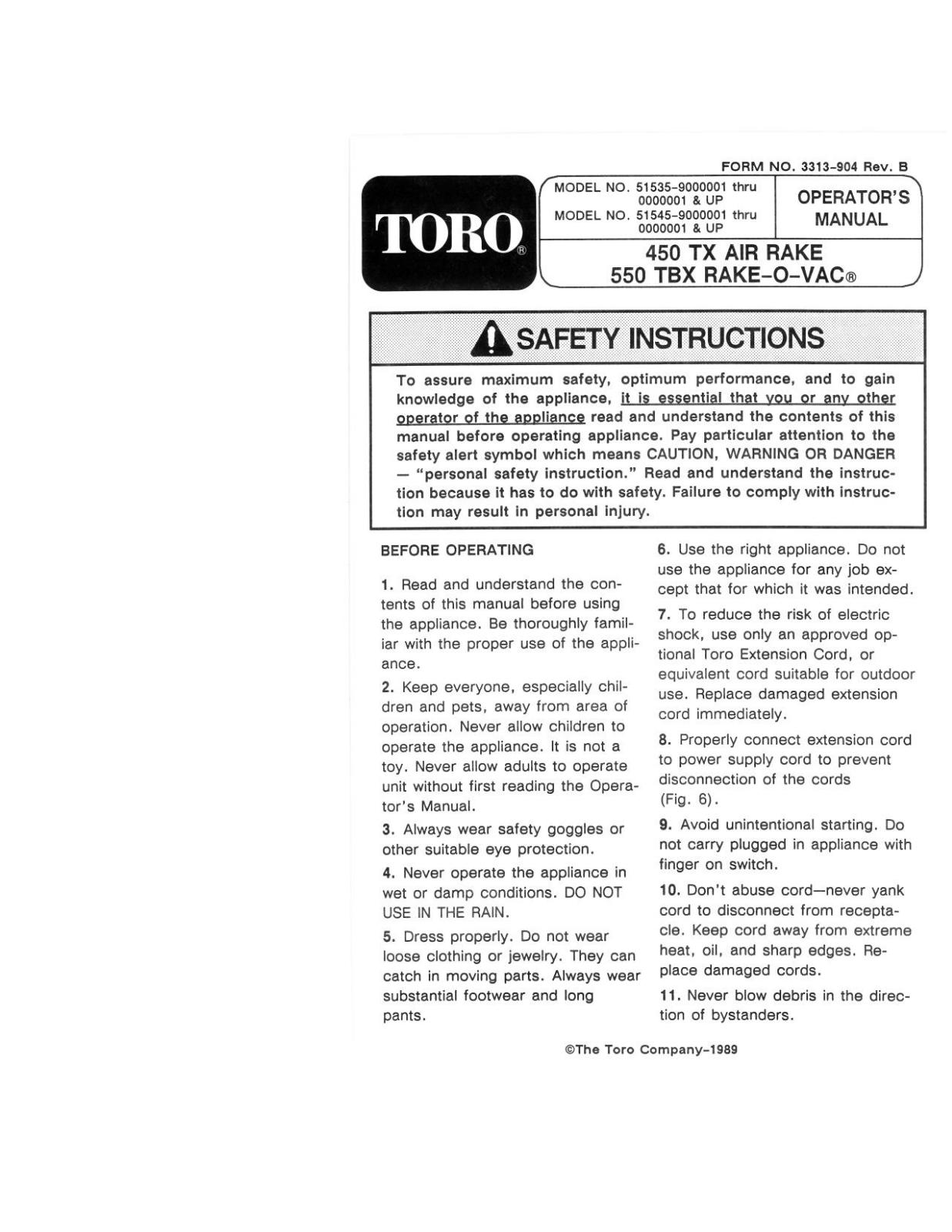 Toro 51535, 51545 Operator's Manual