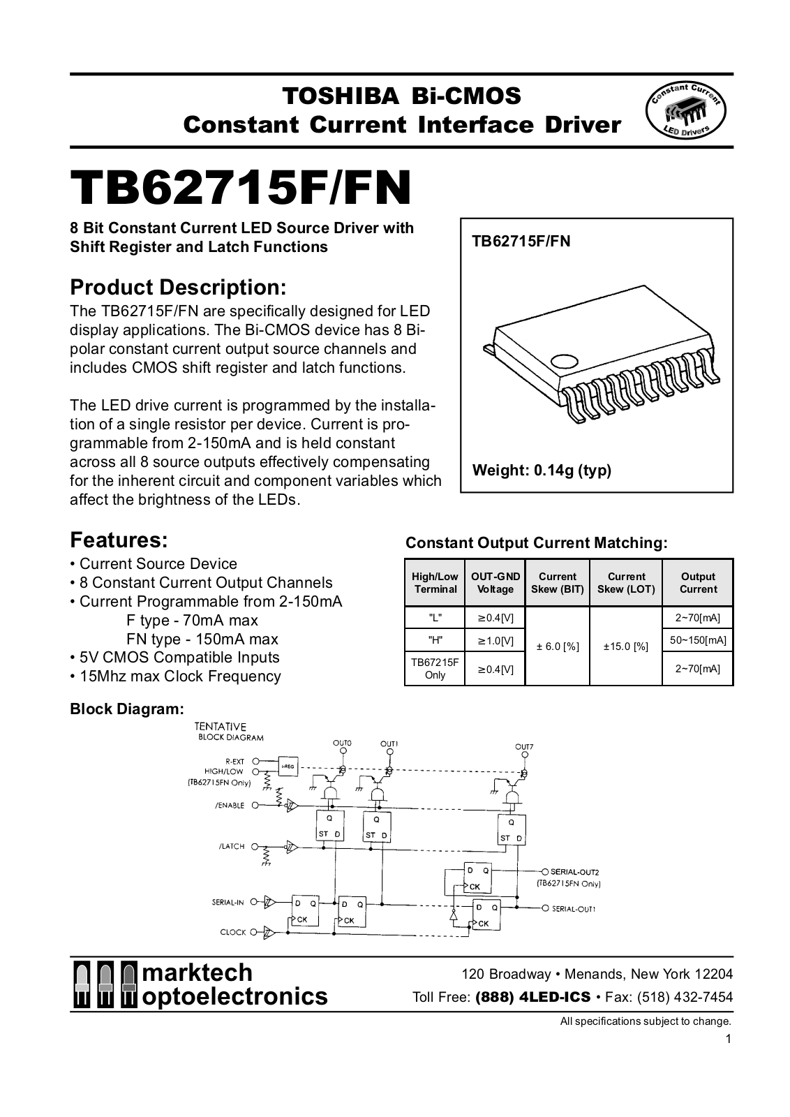 Marktech TB62715FN, TB62715F Datasheet