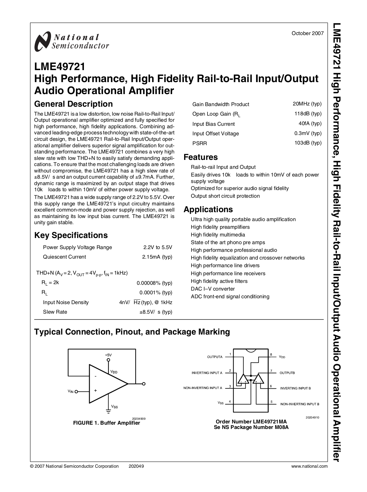 National Semiconductor LME49721 Technical data