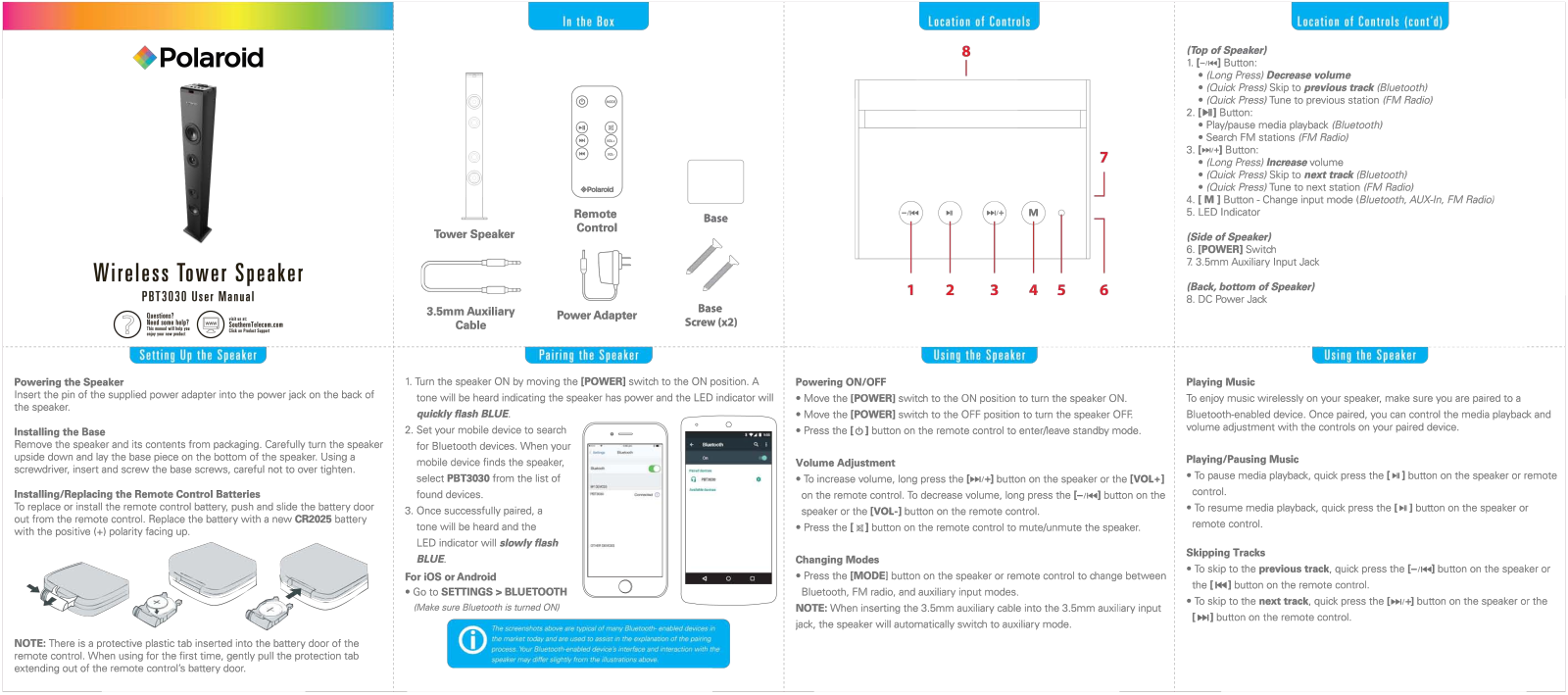 Polaroid PBT3030 User Manual