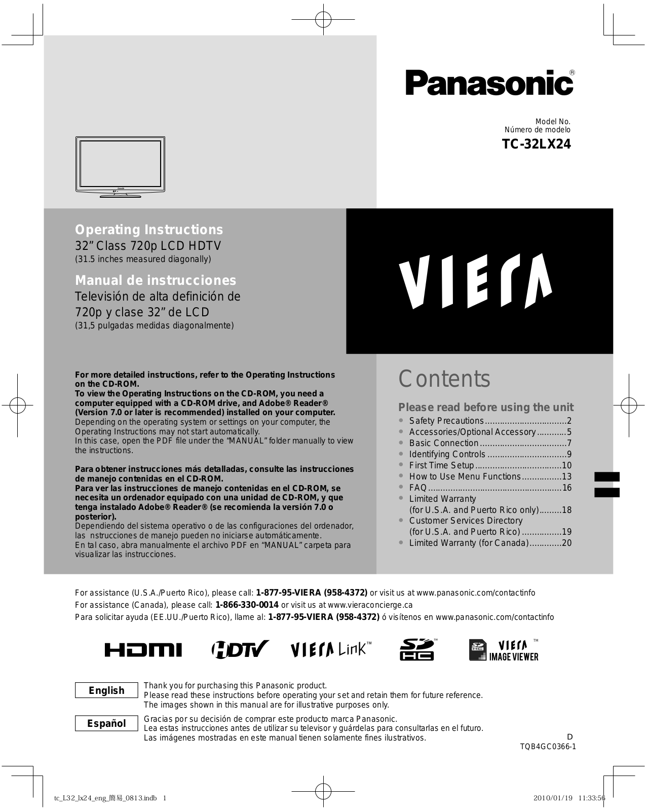 Panasonic TC-32LX24 User Manual