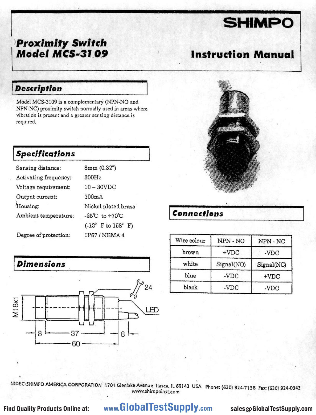 SHIMPO Instruments MCS-3109 User manual