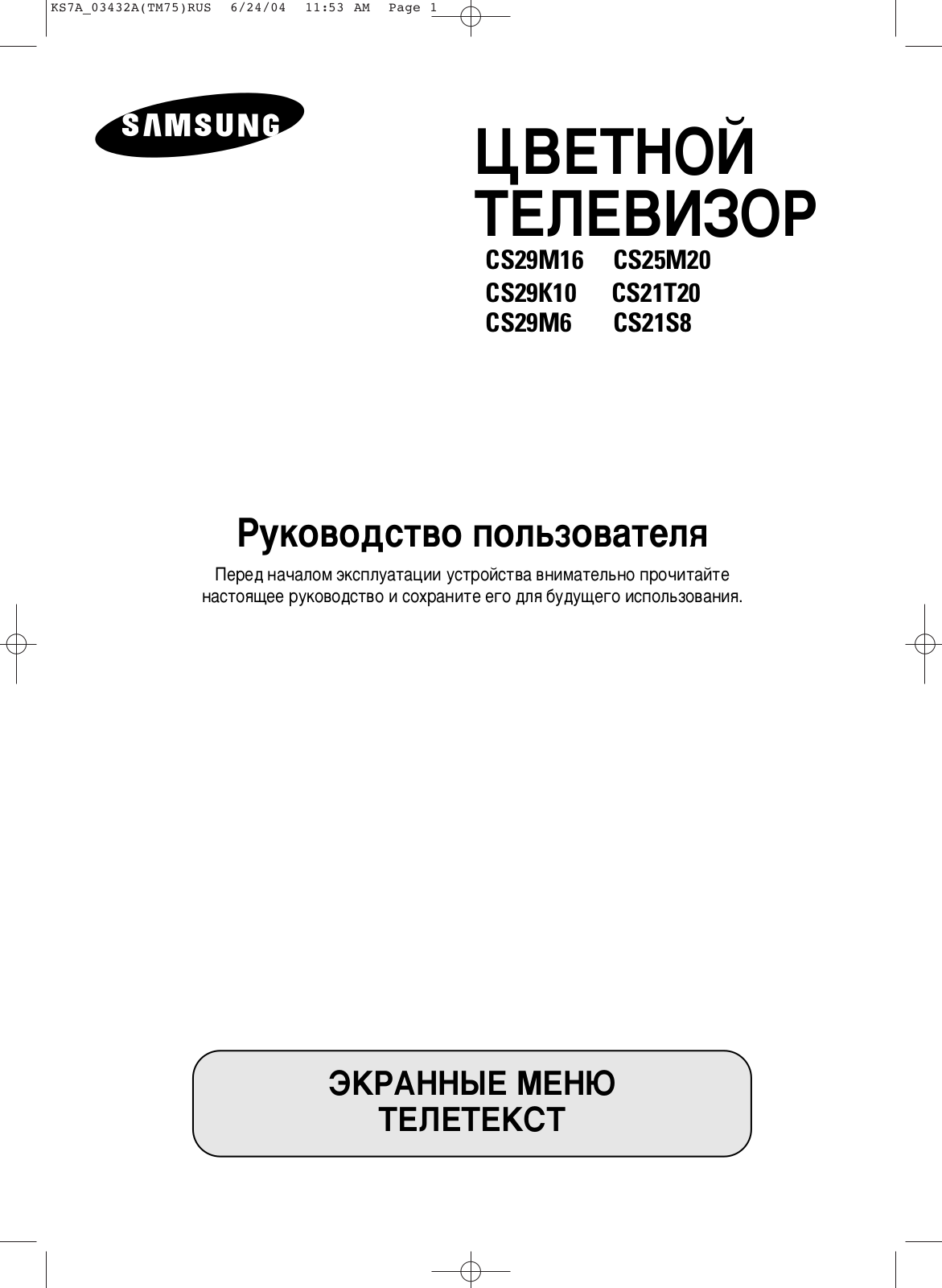 Samsung CS-21T20MQQ, CS-21S8MQQ User Manual