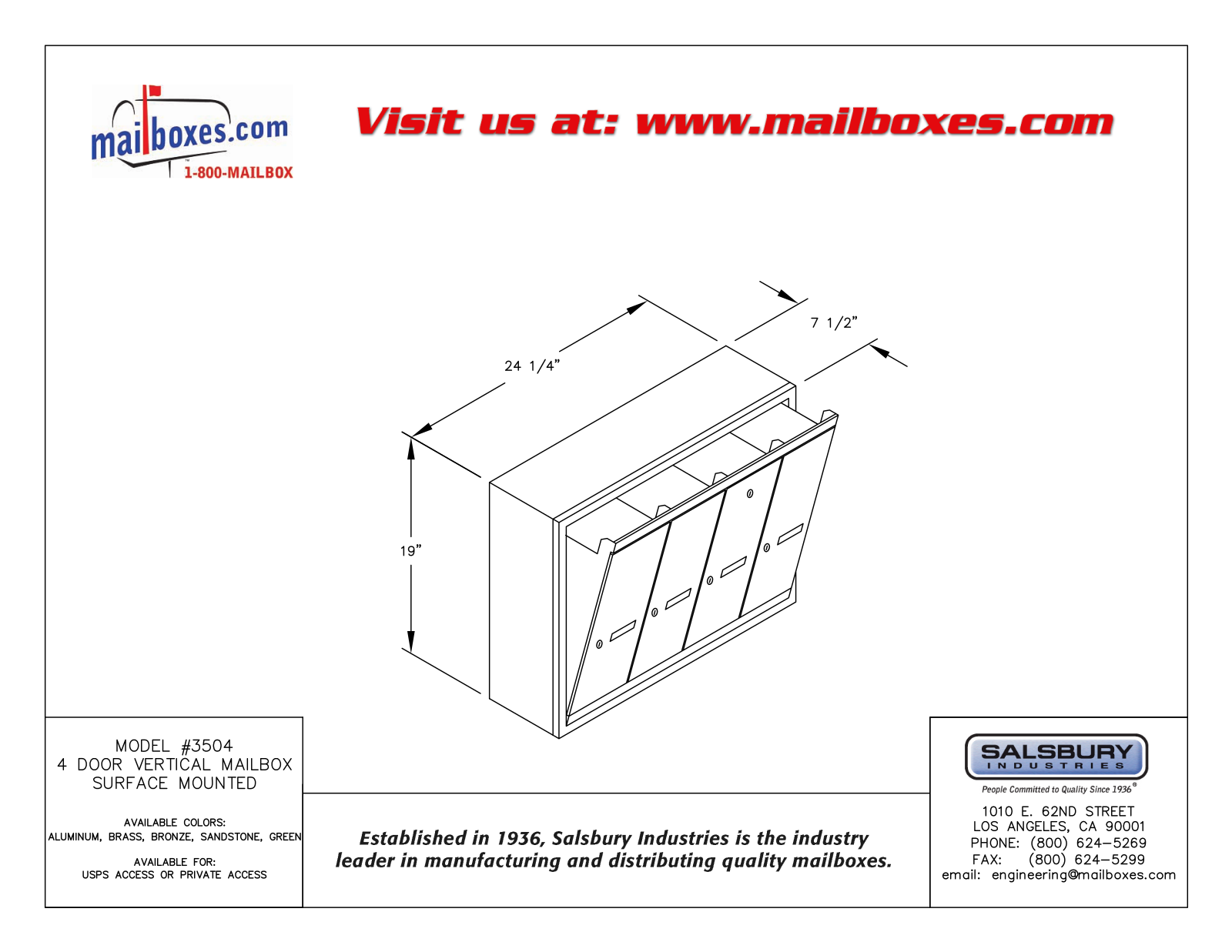 Salsbury Industries 3504GSU, 3504ASP, 3504ASU, 3504BSP, 3504BSU User Manual