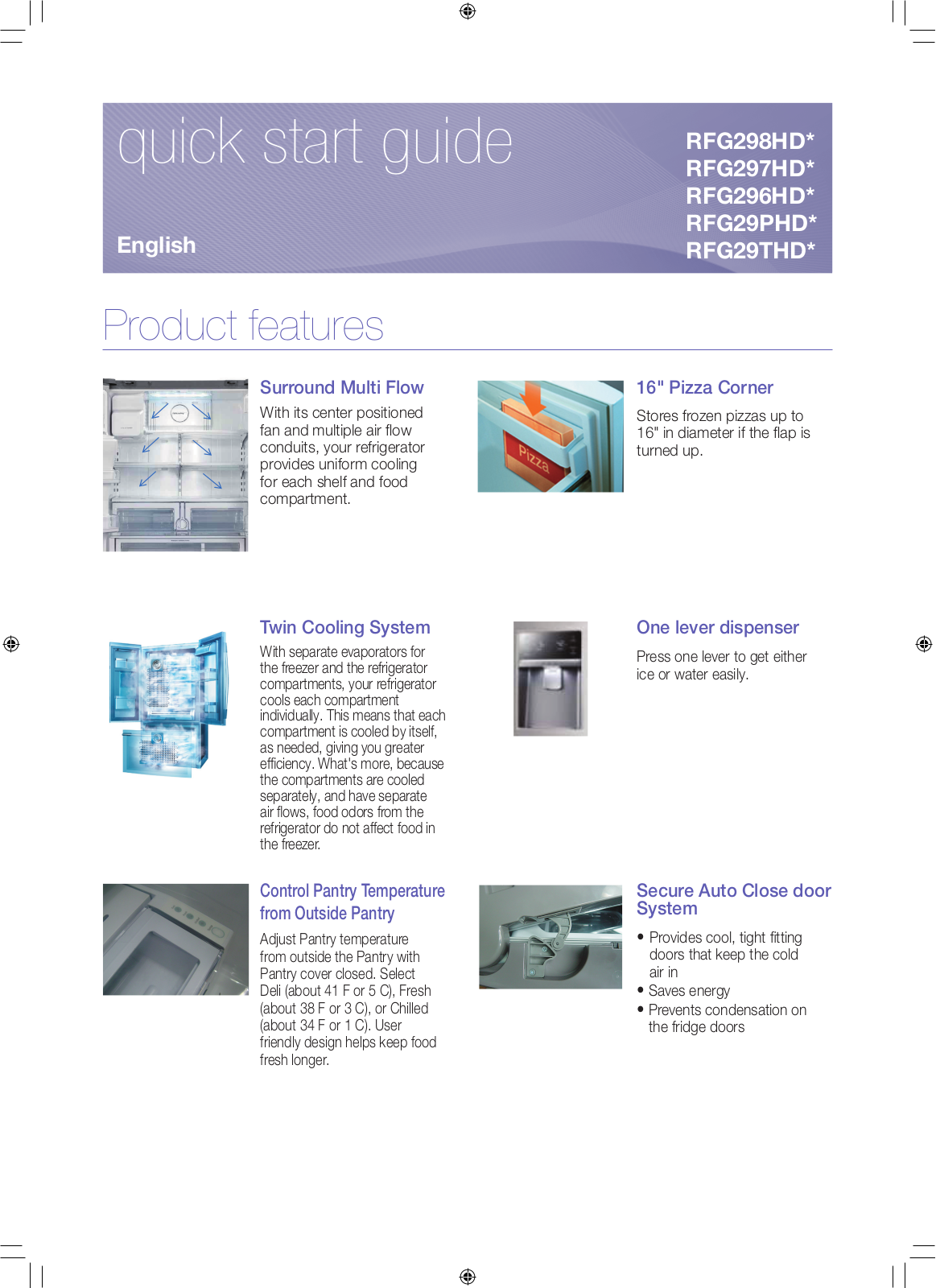 Samsung RFG29PHDBP/XAA, RFG298HDWP/XAA, RFG298HDRS/XAA, RFG298HDPN/XAA, RFG298HDBP/XAA Quick Guide