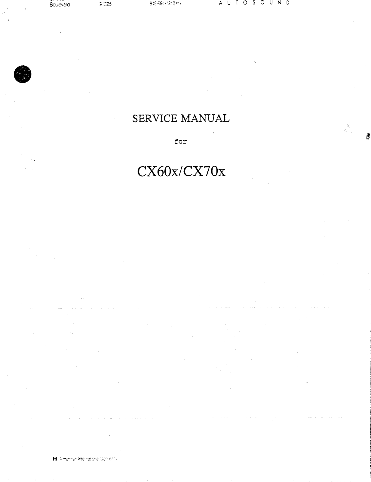 Harman Kardon CX-70-X, CX-60-X Service Manual