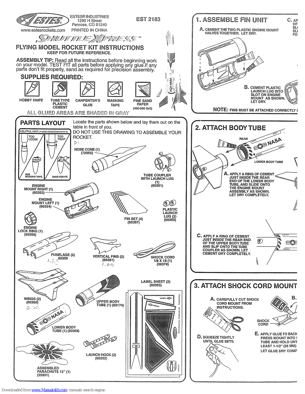 Estes EST 2183 Instructions Manual