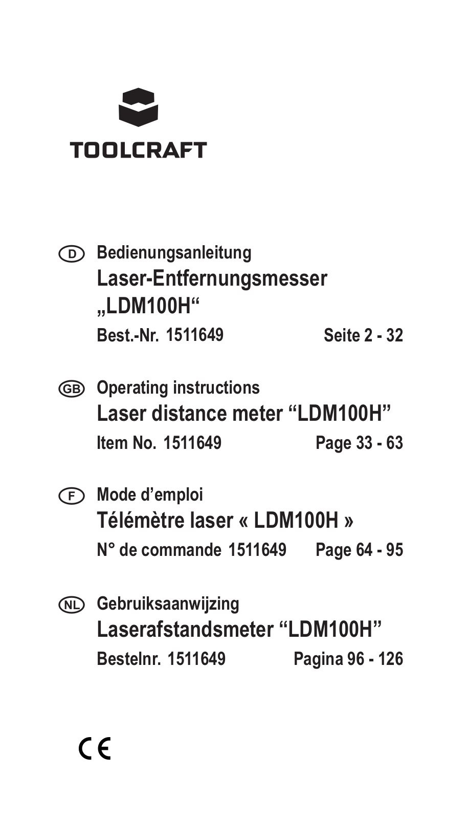 TOOLCRAFT LDM100H User guide