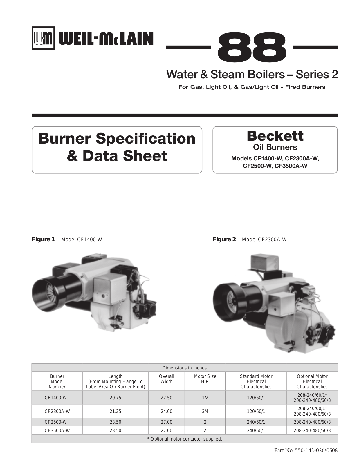 Weil-McLain CF3500A-W, CF2300A-W, CF2500-W, CF1400-W User Manual