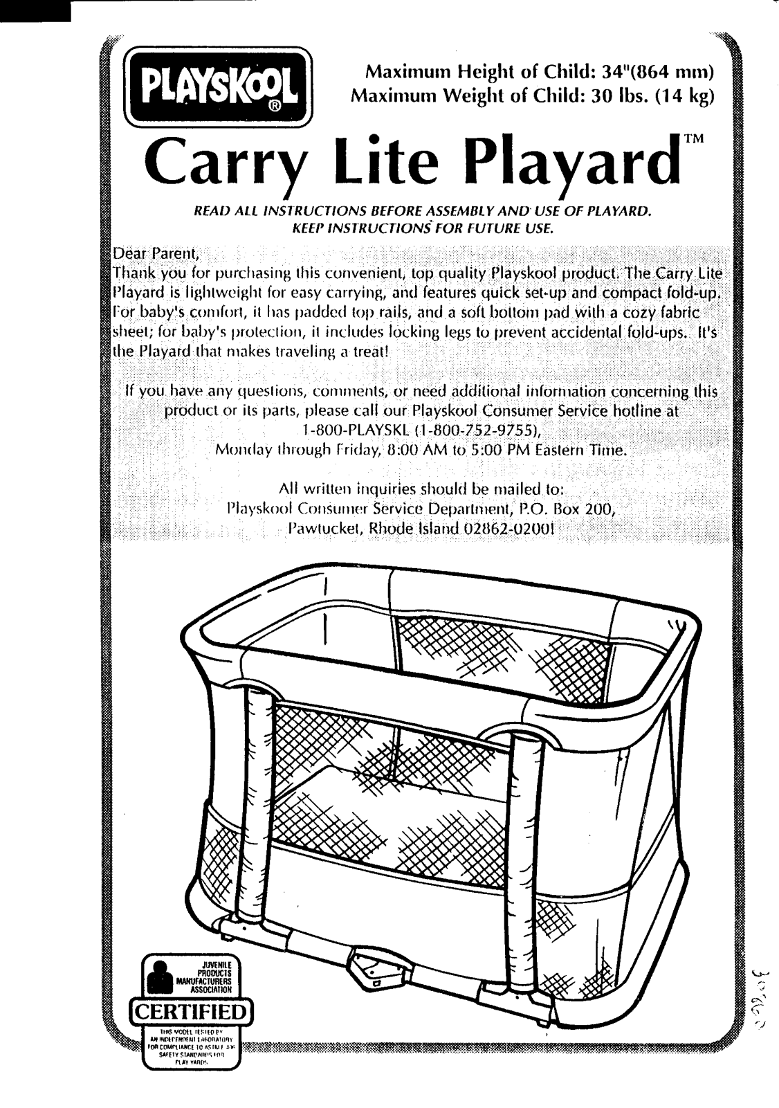 HASBRO CarryLite Playard User Manual