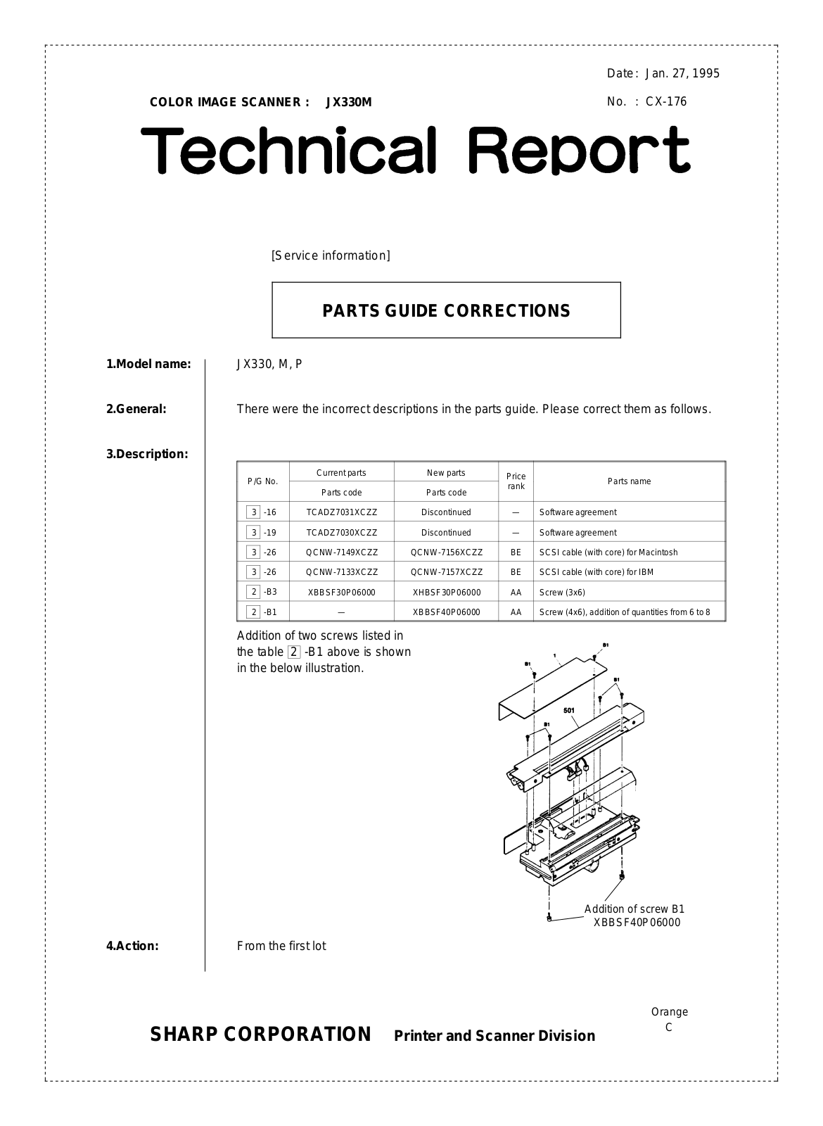 SHARP CX176 Technical Report