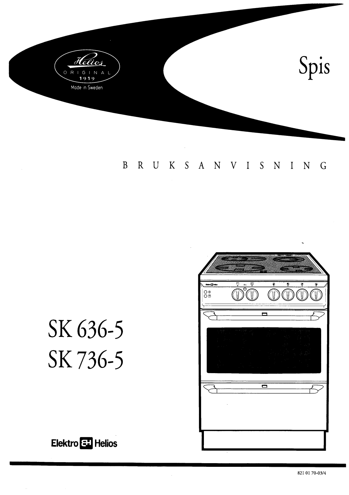 Elektro helios SK736-5, SK636-5 User Manual